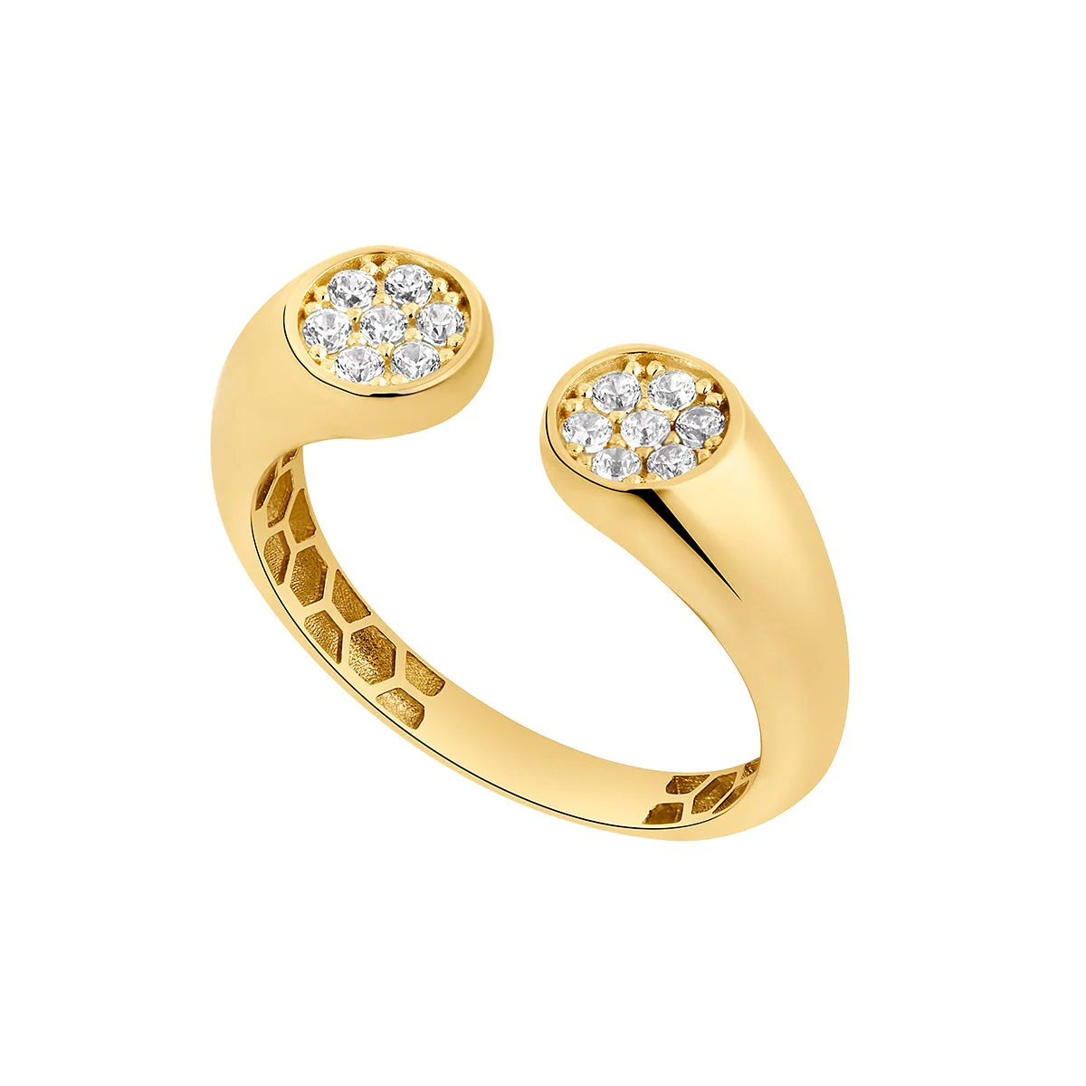 9ct Yellow Gold CZ Rounded Torque Ring eva victoria ireland